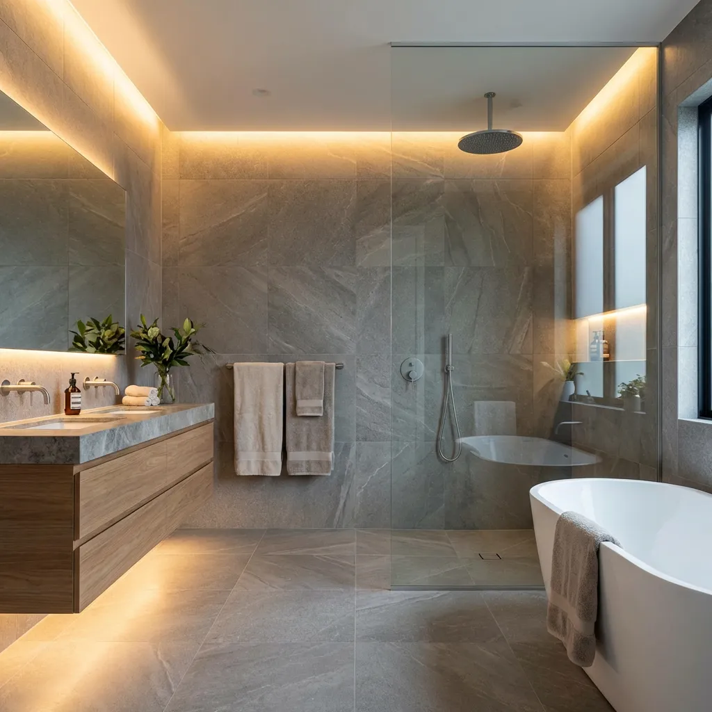 Moderne Badsanierung mit ebenerdiger Dusche