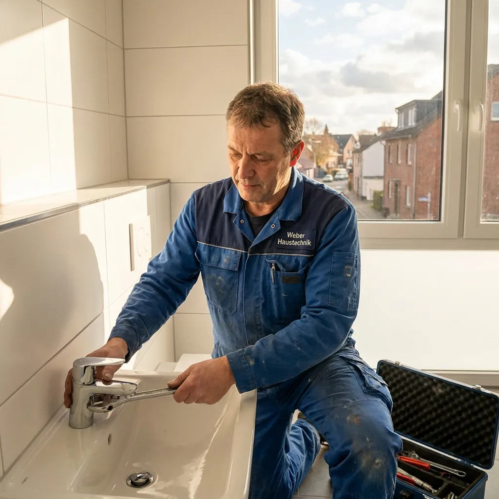 Handwerker bei der Arbeit an Sanitärinstallation